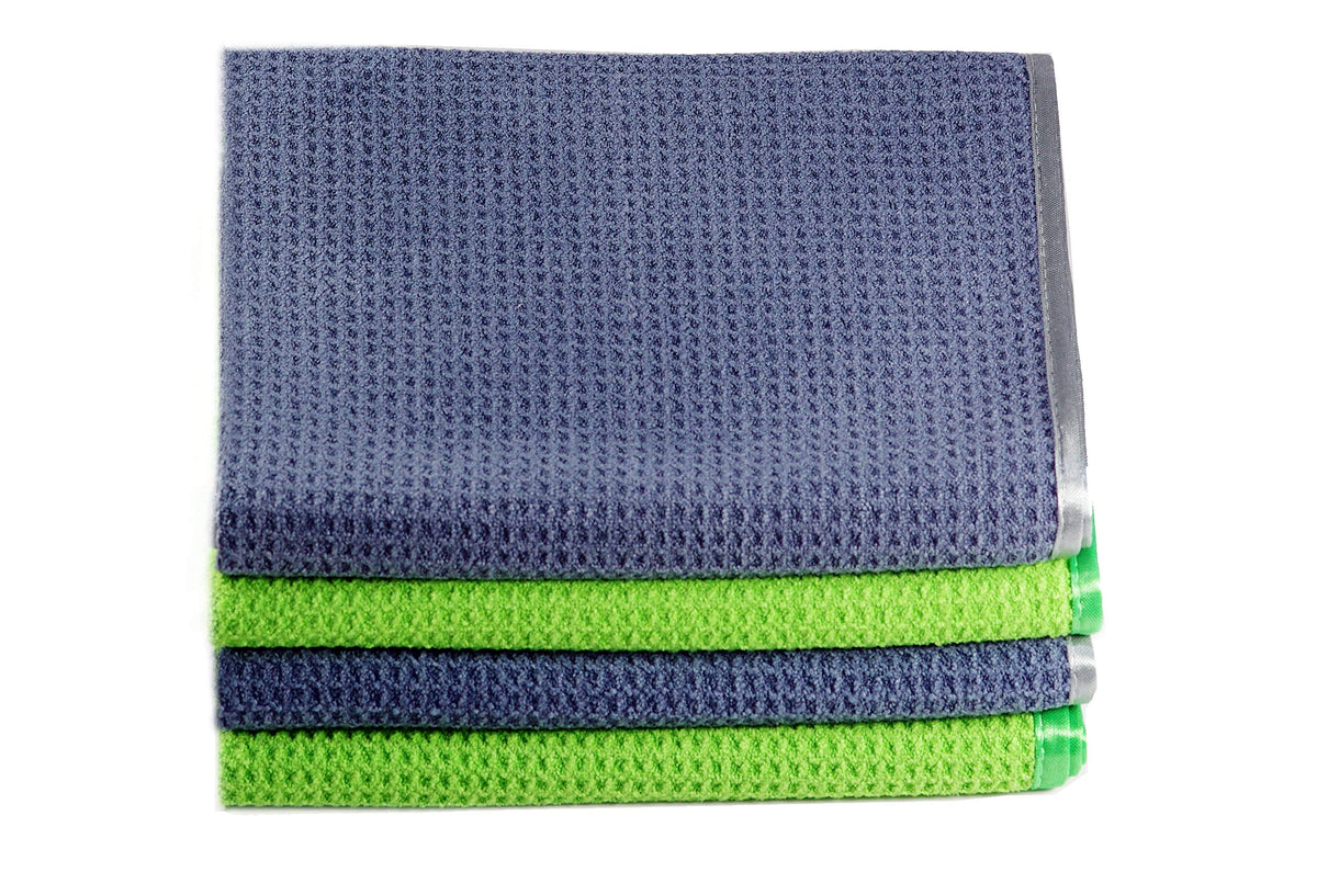 Glart set of 4 microfiber towels, tea towels, drying towels, 70x50 cm, microfiber towels, waffle towels, absorbent drying towels for glass, kitchen,