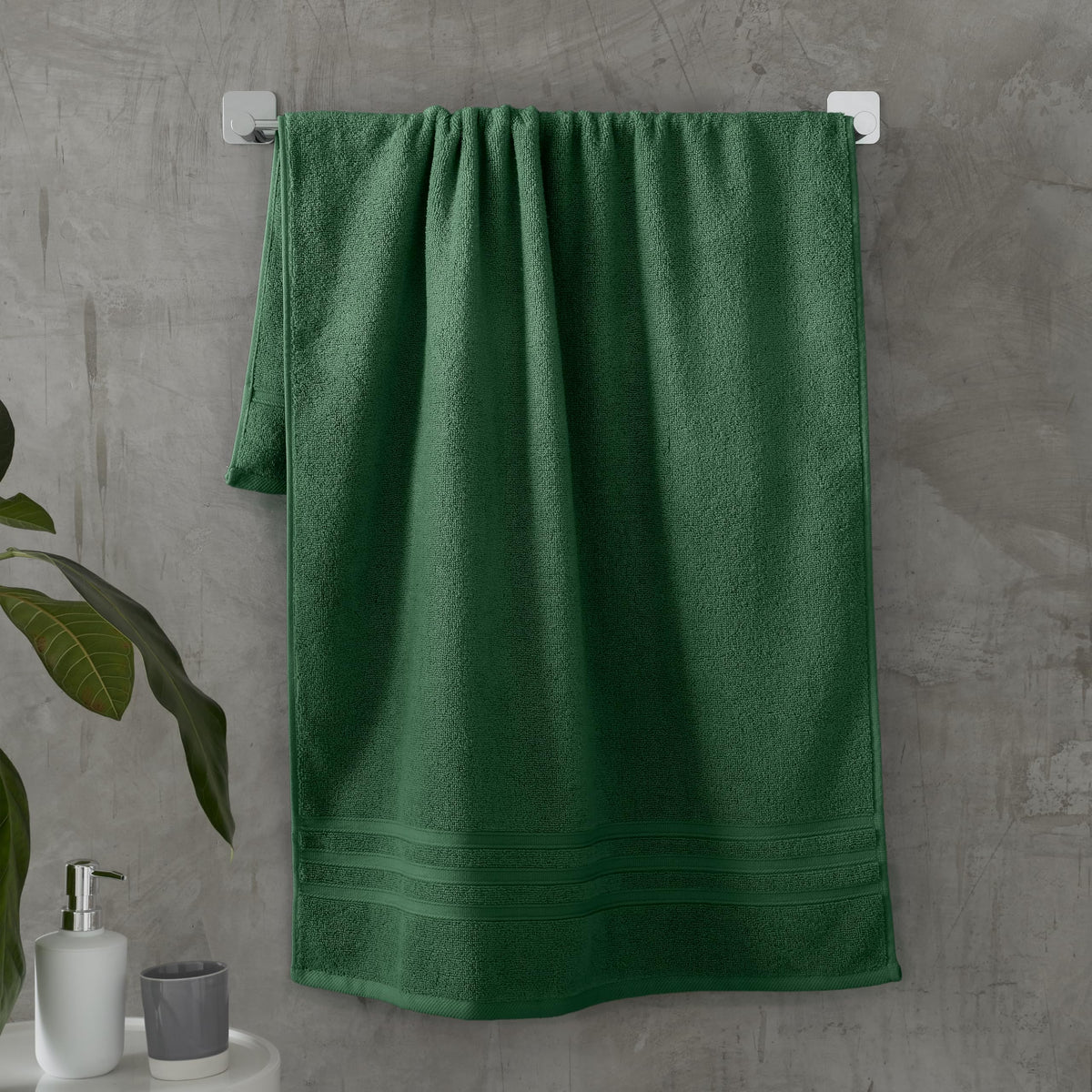 Catherine Lansfield Zero Twist Cotton 90x140cm Bath Sheet Pair Dark Green