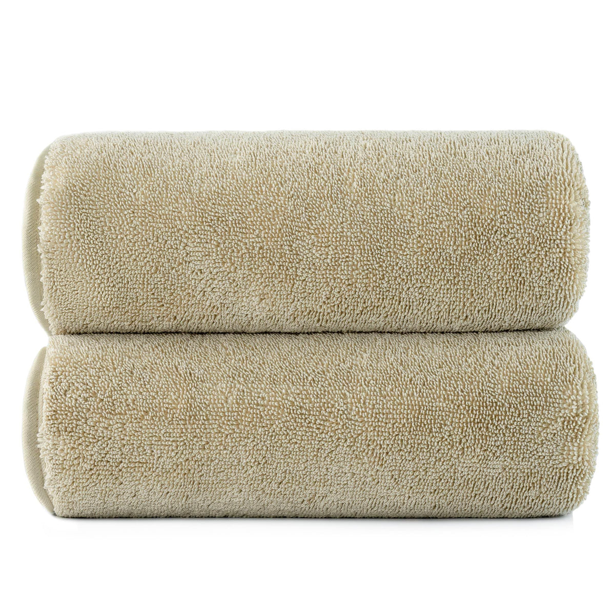 POLYTE Terry Twist Weave Microfiber Oversize Quick Dry Lint Free Bath Towel, 152.4 x 76.2 cm, Pack of 2 (Beige)
