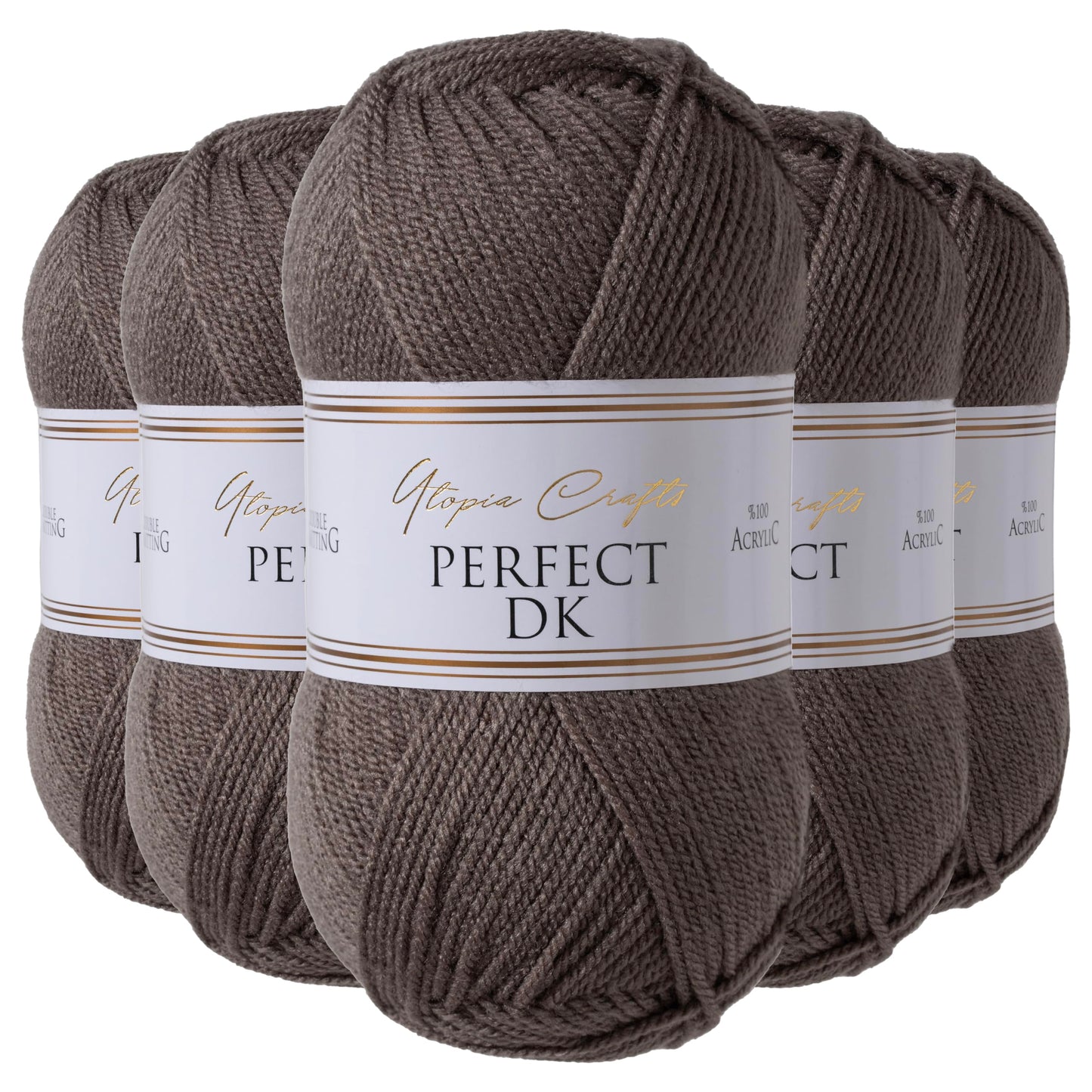 Utopia Crafts DK Double Knitting Yarn, 5X 100g (Steel Grey)