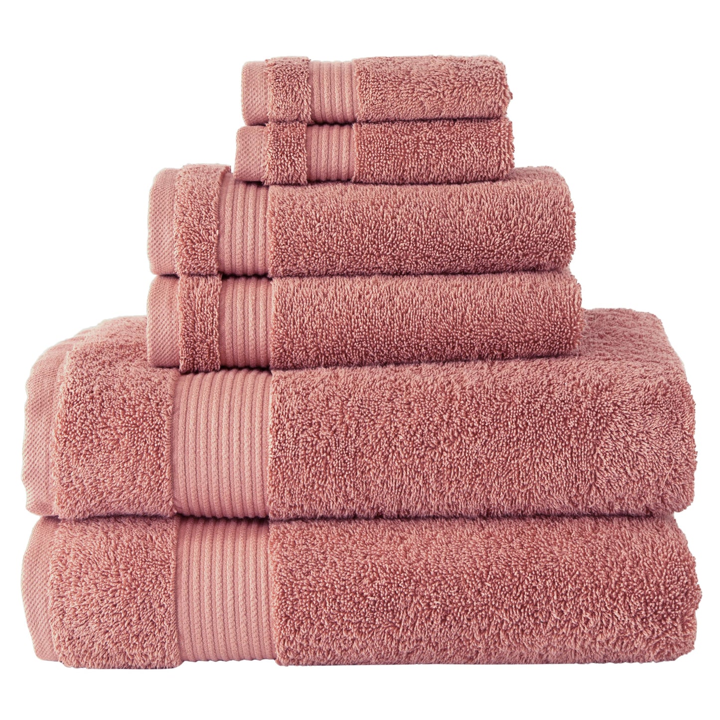 BERIBO Turkish Towel Set 100% Cotton (Serenity) 6 Pieces, 620gsm (Canyon Clay)