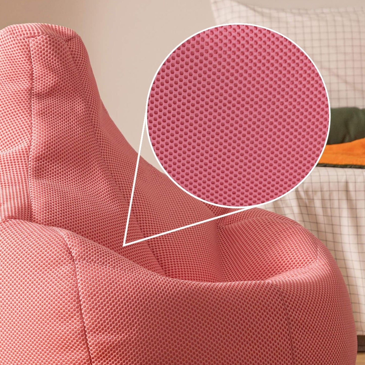 icon Mesh Gaming Bean Bag & Footstool with Filling Included, Pink