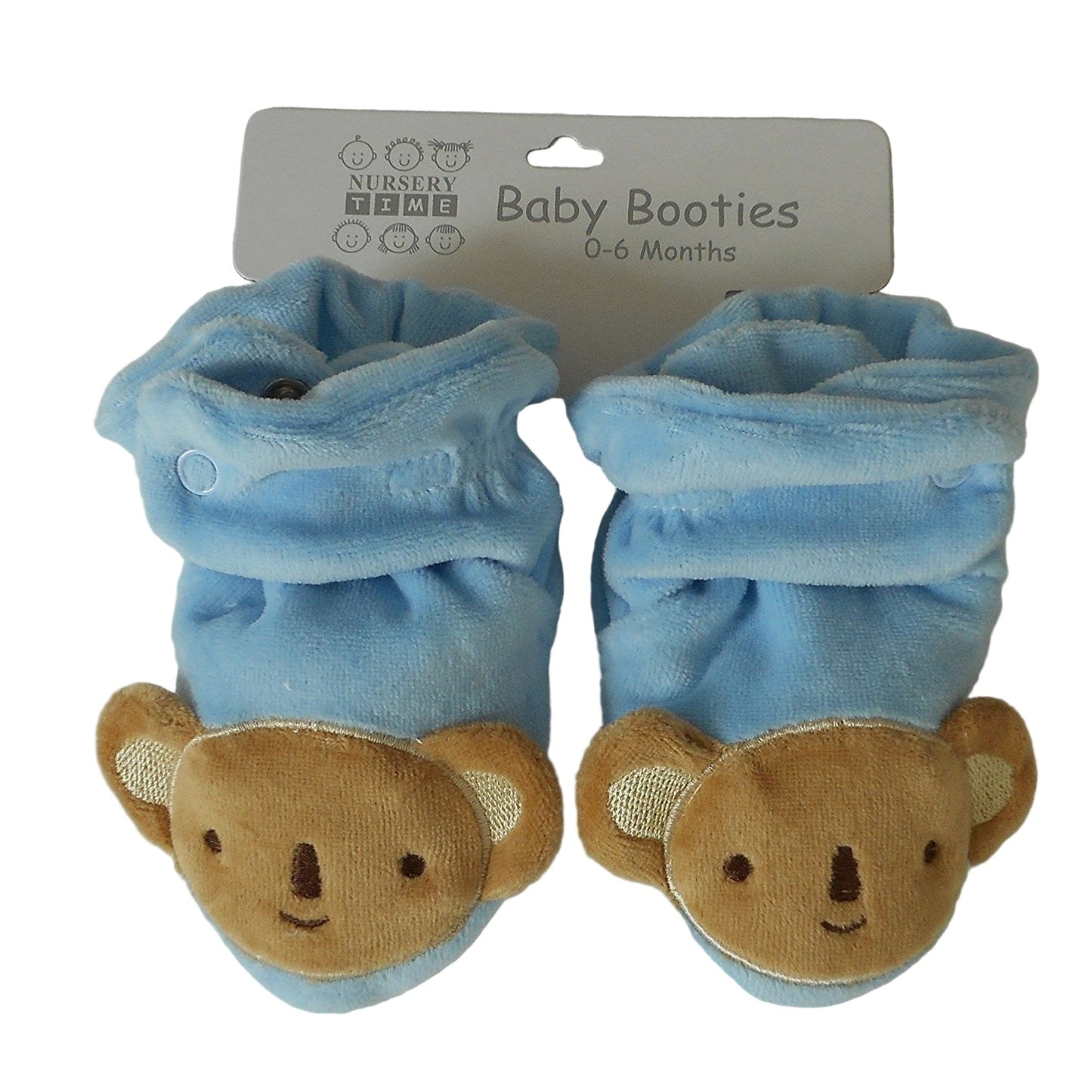 Pair of Baby Shoes 6 - 12 Months Blue Velvet Baby with Teddy Bear
