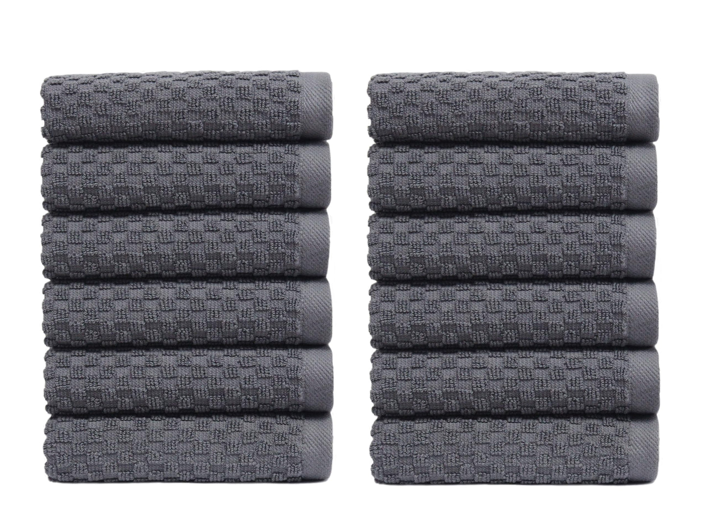 COTTON CRAFT Euro Spa Waffle Wash Cloth - Set of 12 Luxury Pure Ringspun Cotton Waffle Weave Bathroom Face Towel - Everyday Absorbent Hotel Gym Shower