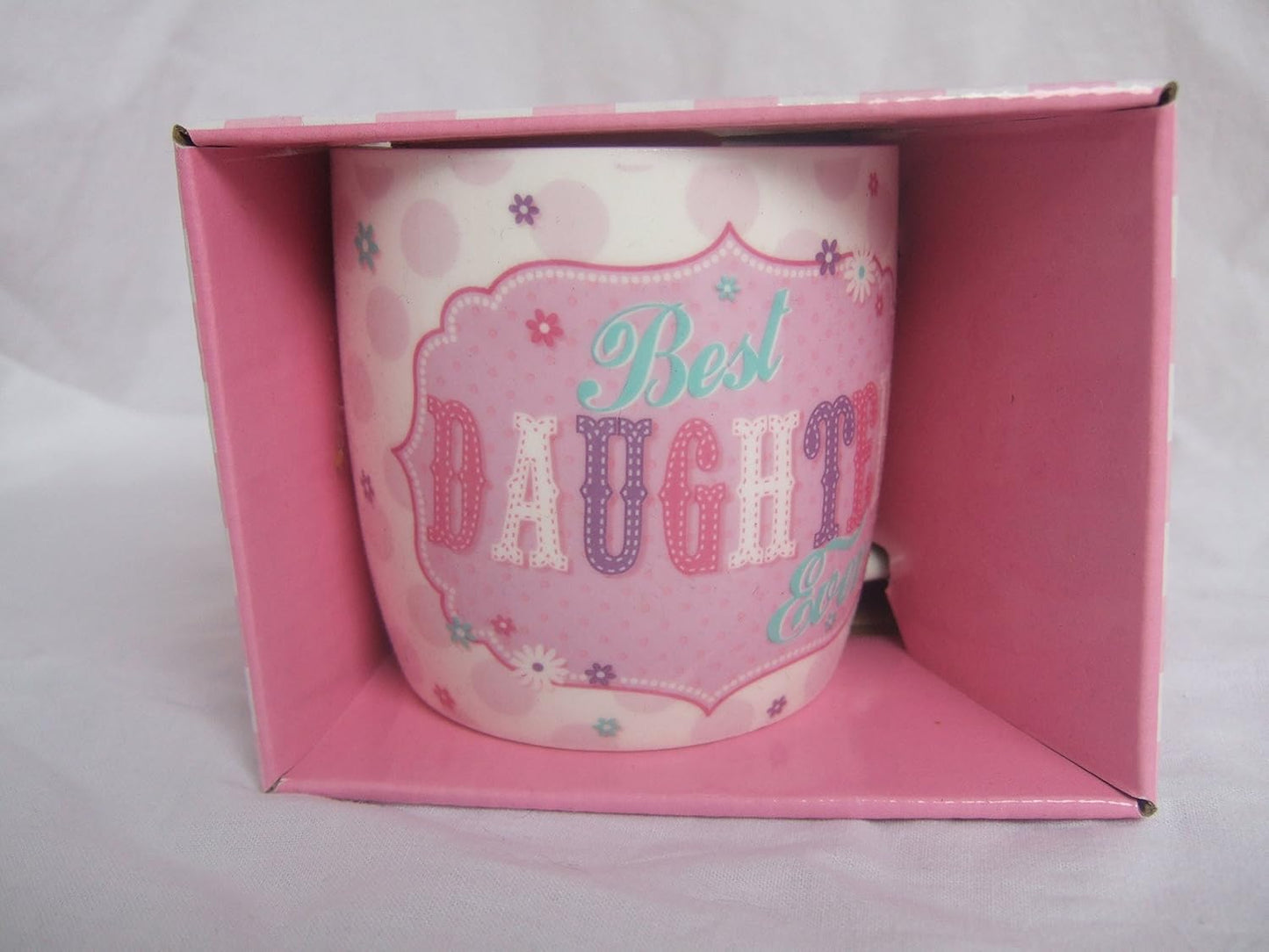 "Best Daughter Ever" Pink Vintage Style Pattern Ceramic Novelty Mug