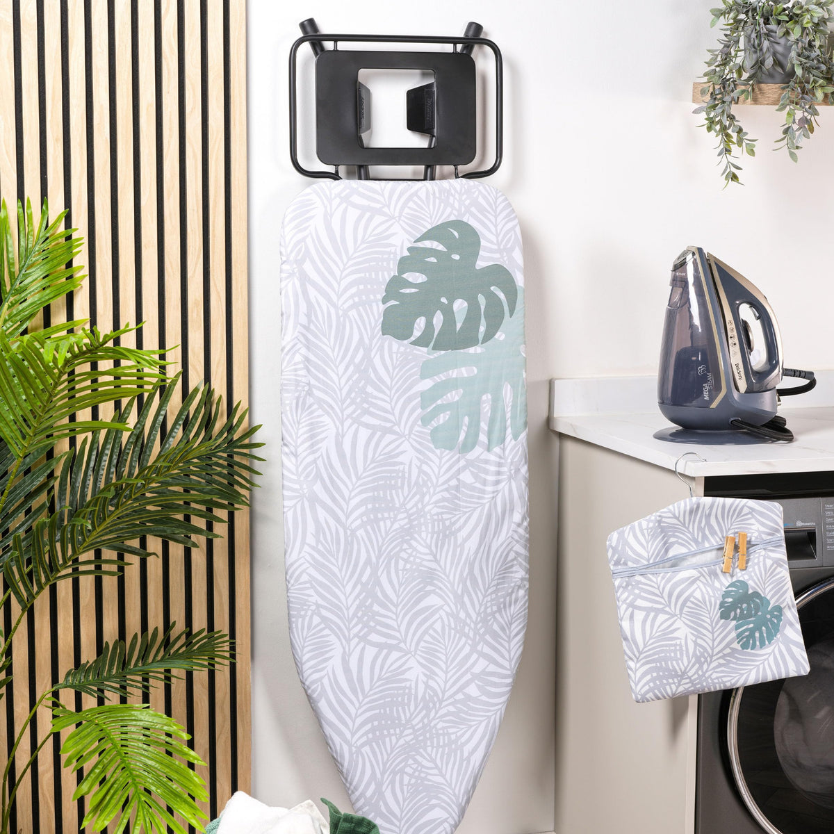 Beldray LA031251PALM1FEU7 Supreme Comfort Ironing Board Folding Collapsible Table For Compact Storage, Large Adjustable Iron Rest, 7 Heights, Heat