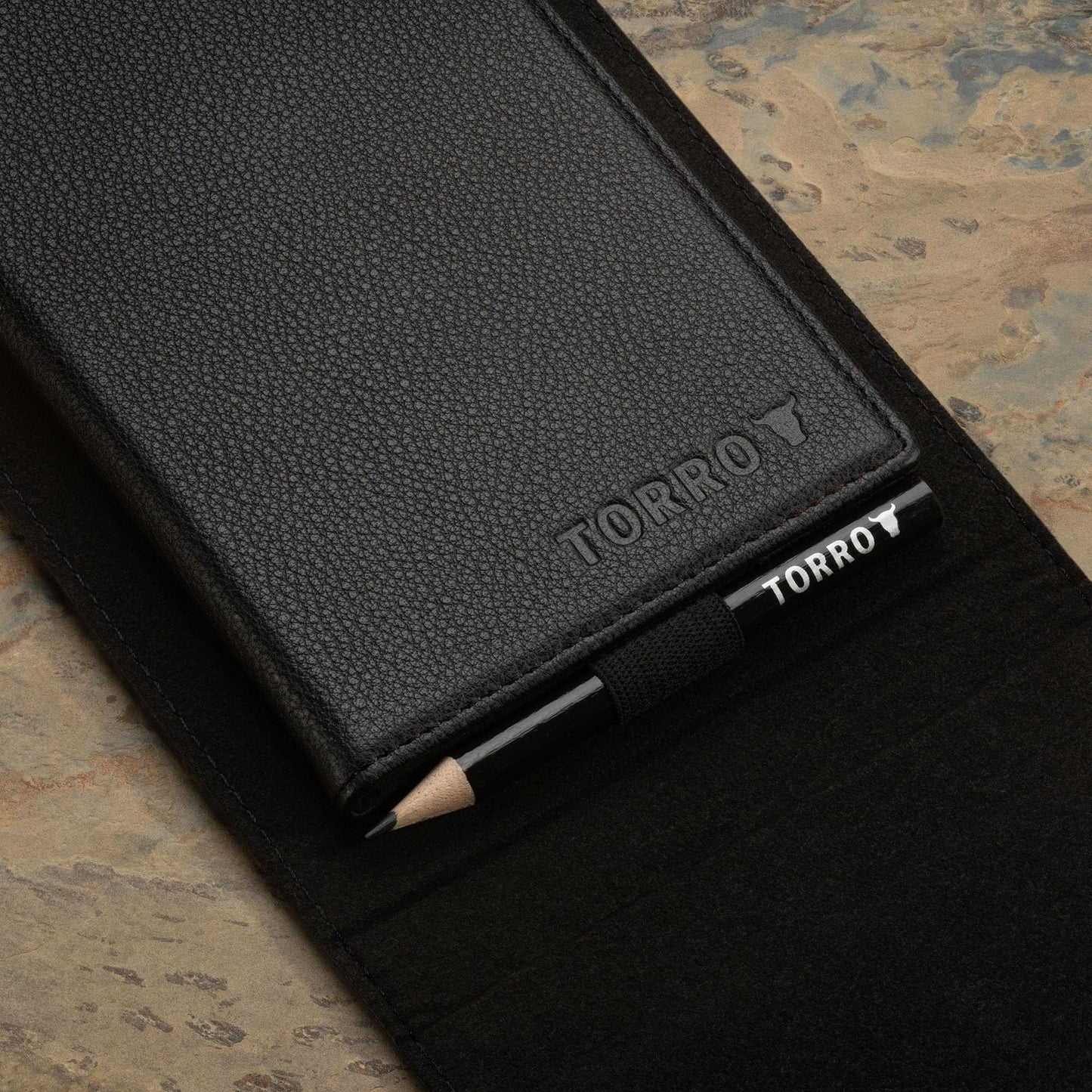 TORRO Golf Scorecard and Yardage Book Holder ? Genuine Leather Golf Score Card and Yardage Wallet with Pencil Loop (Black)