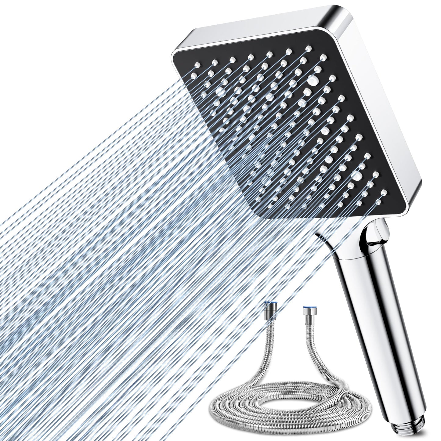 Magichome Shower Head and Hose 1.5m, High Pressure Shower Head with 6 Spray Modes, Universal Handheld Showerhead for Low Water Pressure