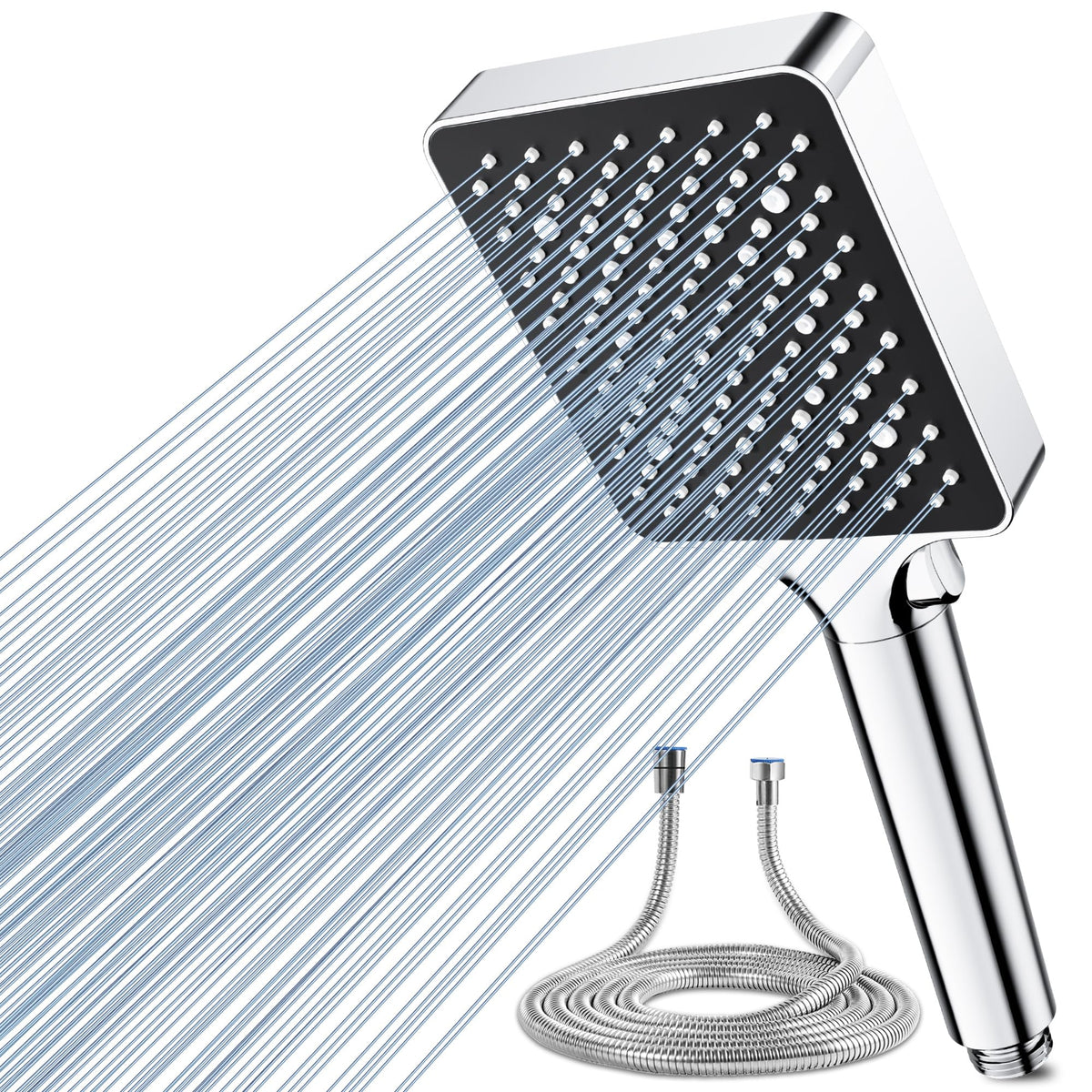 Magichome Shower Head and Hose 1.5m, High Pressure Shower Head with 6 Spray Modes, Universal Handheld Showerhead for Low Water Pressure