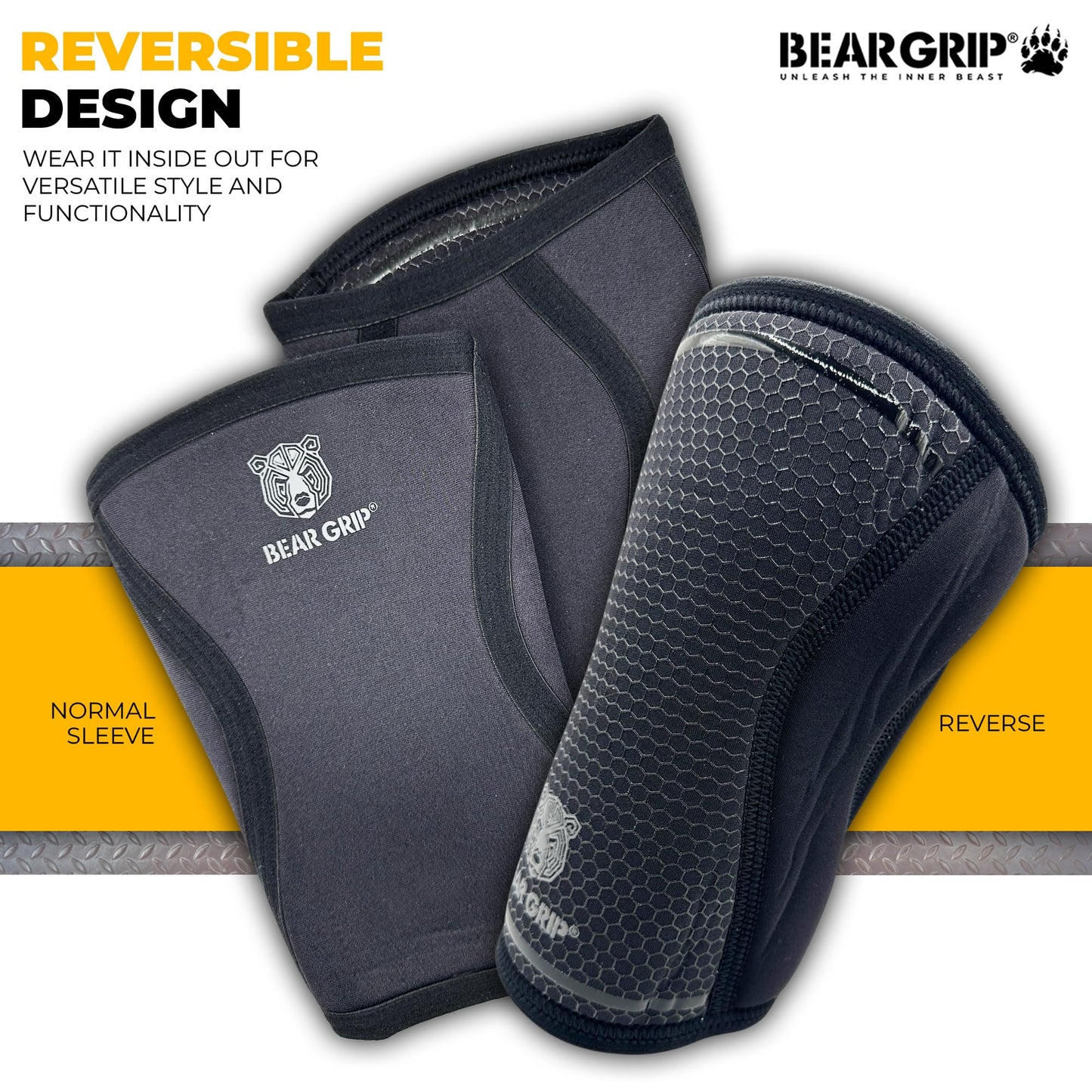 BEAR GRIP 7mm Knee Sleeves (Pair) for Weightlifting and Squats - S