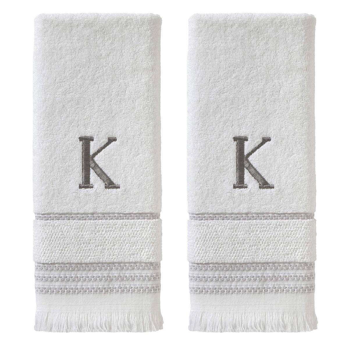 SKL Home Hand Towel Set, K, Cotton, White, 16x26