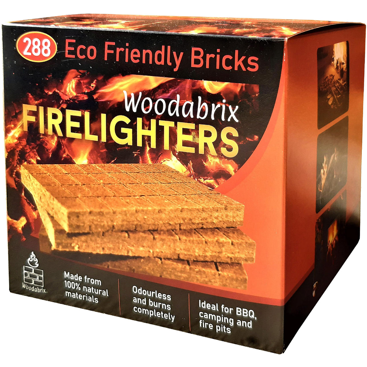Natural Wood Eco Firelighters. 288 Sustainable Fire-starters Ideal for Wood Burners, Fire Pits, Pizza Ovens, BBQs. No Kindling Required. Lights Even