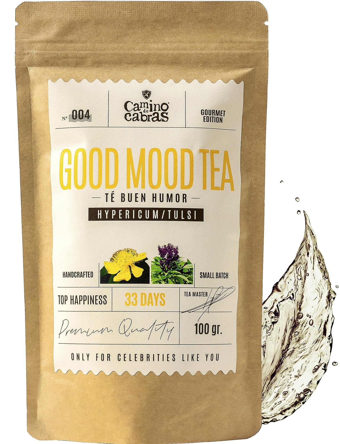 Good Mood Herbal Infusion CAMINO DE CABRAS? | St John?s Wort with Loose Leaf Green & White Tea Leaves, Tulsi, Sage & Rose Petals | Calm Tea Blend for