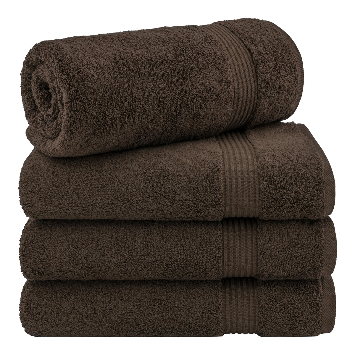 Cotton Paradise Turkish Cotton Bath Towel Set, 4 Piece, Brown, 100% Cotton, 27x54 Inches, Super Absorbent, Super Soft, Quick Dry