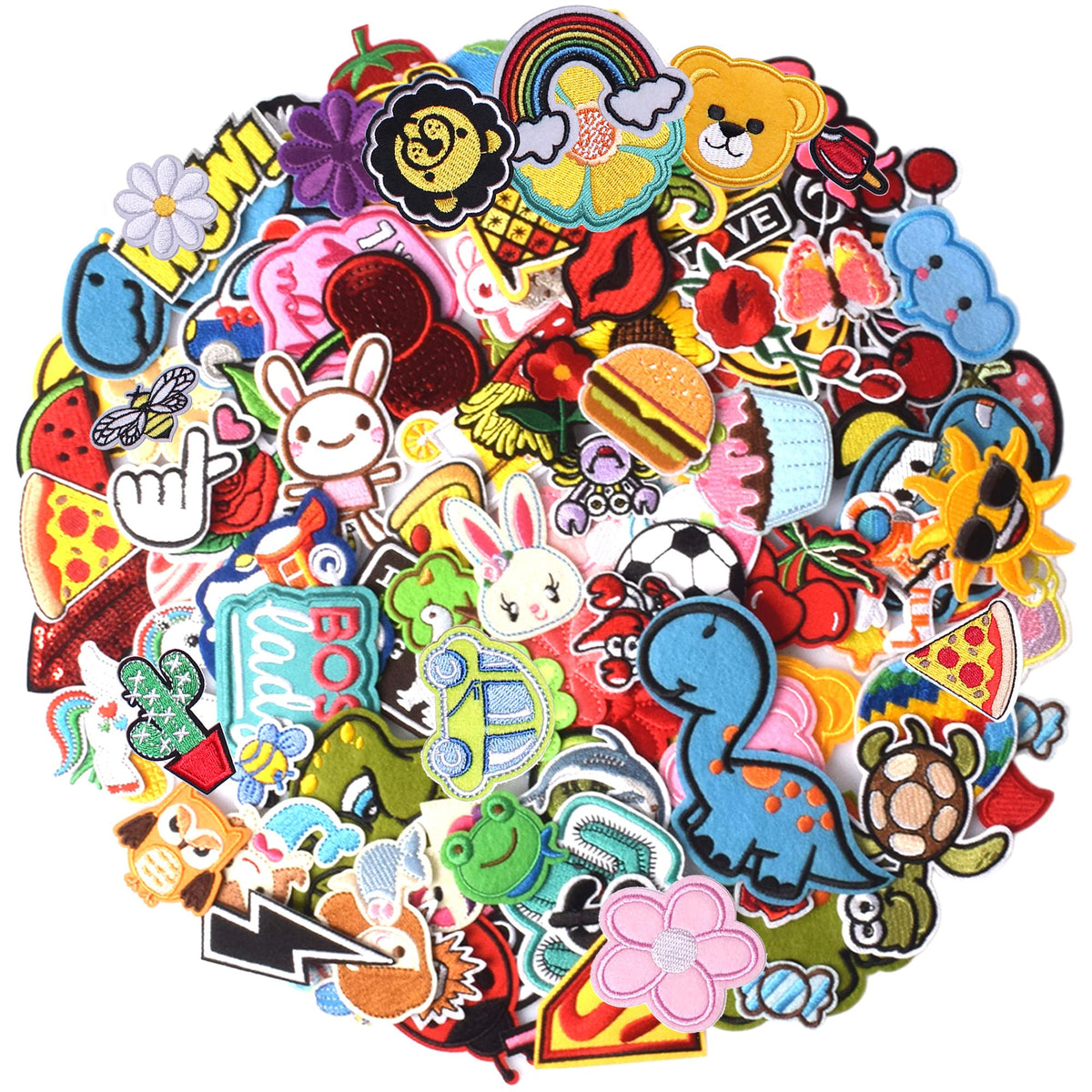 TACVEL 60PCS Random Assorted Styles Embroidered Patch Sew On/Iron On Patch Applique Clothes Dress Pants Hats Jeans Sewing Flowers Applique DIY