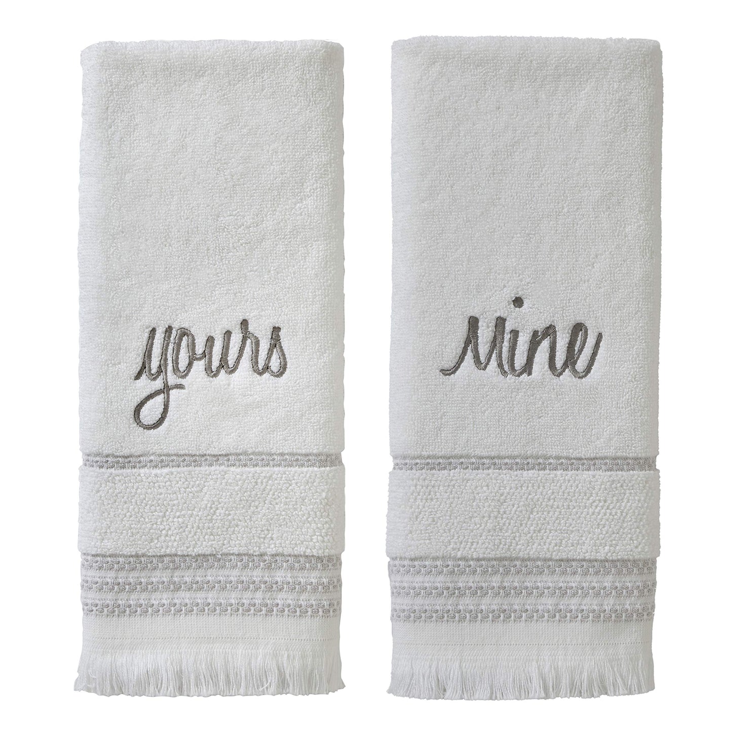 SKL Home Yours & Mine Hand Towel Set, White