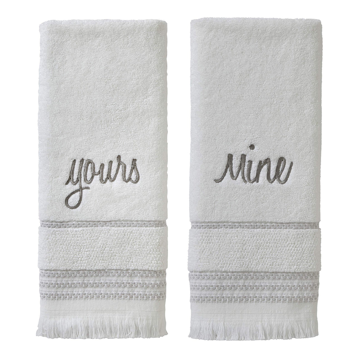 SKL Home Yours & Mine Hand Towel Set, White