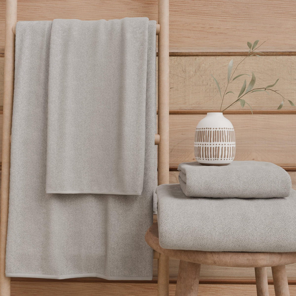 PETTI Artigiani Italiani - 100% Cotton Terry Bath Towels, 1+1 Towel Set, 2 Pieces 1 Face Towel and 1 Hand Towel, Light Grey Towels