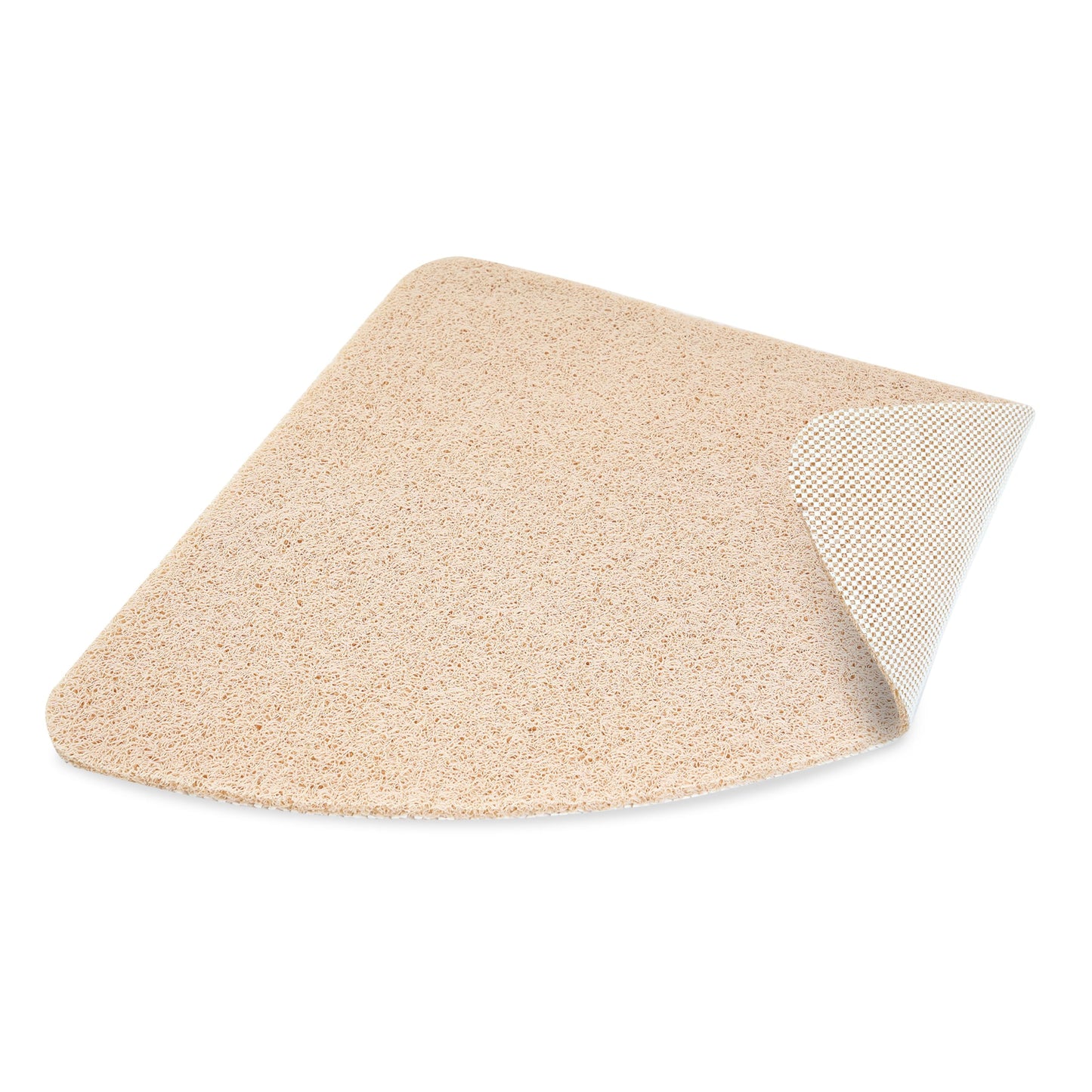 Dikots Corner shower mat non slip anti mould 60 x 60 cm - Beige Loofah style PVC Non slip Curved shower mat for inside shower - Washable and Quick