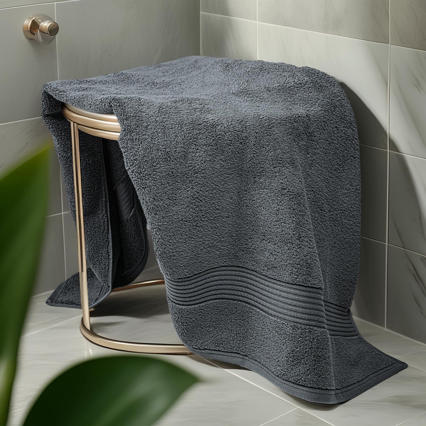 Luxury Set of 2 Jumbo Bath Sheets 100x150cm - Zero Twist 580 GSM (Charcoal)