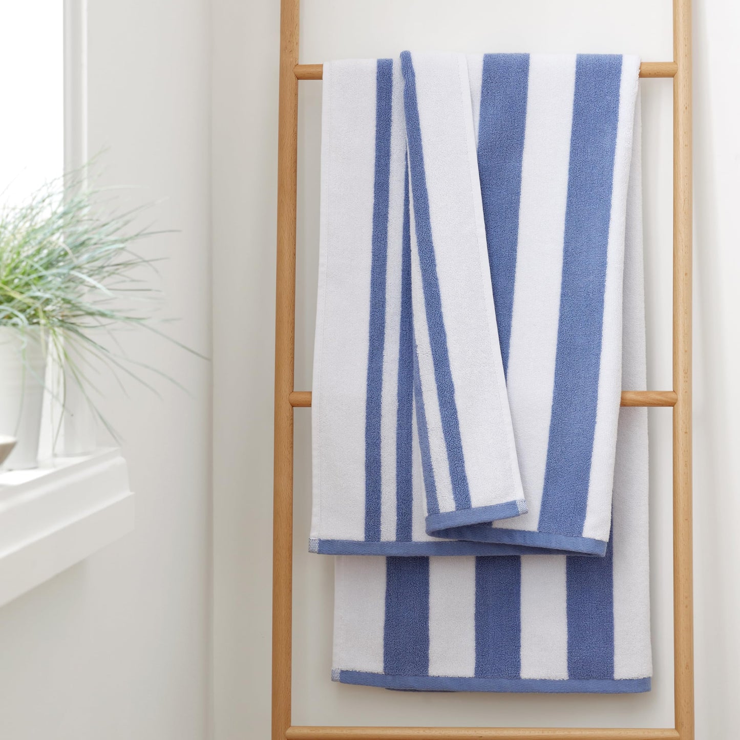 Bianca Reversible Stripe 70x120cm Cotton Jacquard Bath Towel Blue