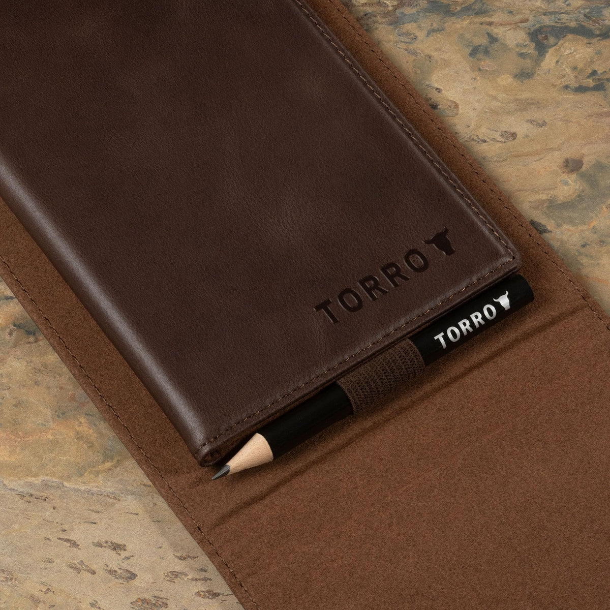 TORRO Golf Scorecard and Yardage Book Holder ? Genuine Leather Golf Score Card and Yardage Wallet with Pencil Loop (Dark Brown)