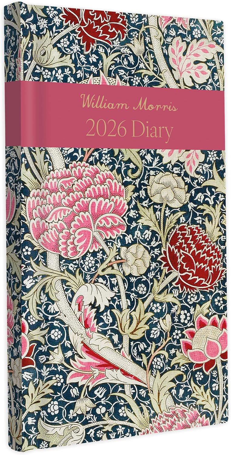 William Morris 2026 Slim Weekly Diary | Pocket Hardback Planner with Cray & Pink Poppy Covers | Week-to-View with Notes one at random 2 desgns