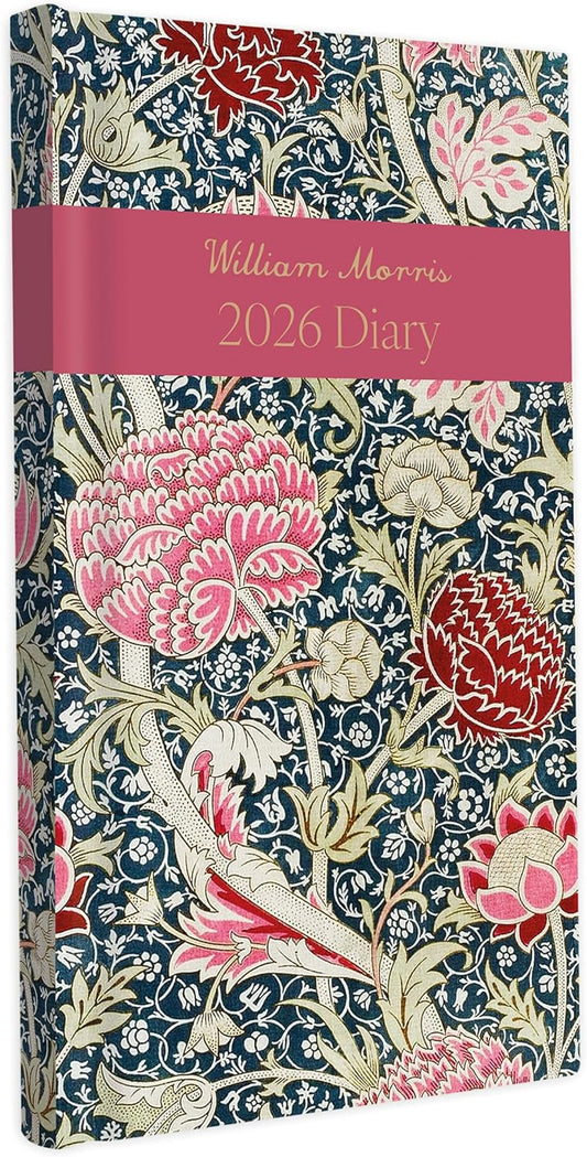 William Morris 2026 Slim Weekly Diary | Pocket Hardback Planner with Cray & Pink Poppy Covers | Week-to-View with Notes one at random 2 desgns