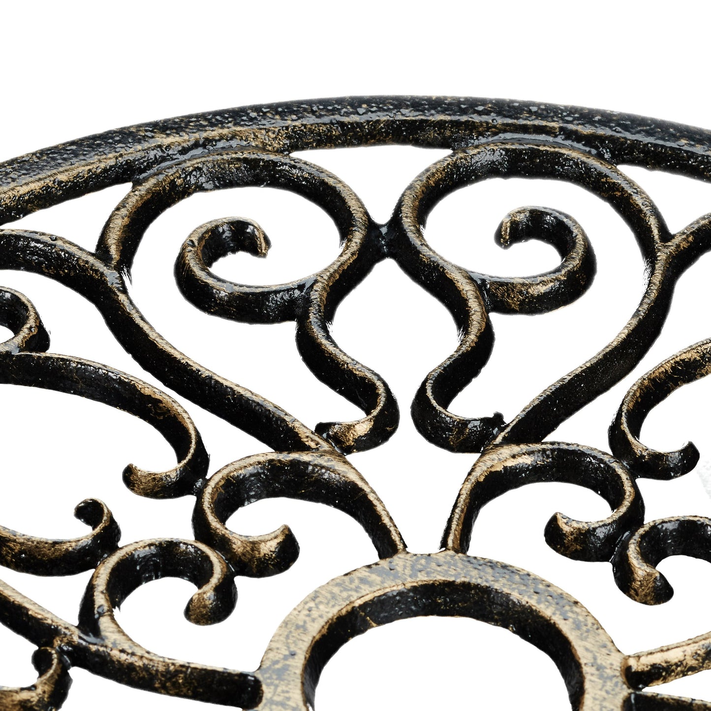 Relaxdays Plant Caddy Cast Iron Round 33.5 Diameter Plant Pot Trolley Metal Mover with Wheels, Metal Plant Dolly in Art Nouveau Style w/ 4 Wheels,