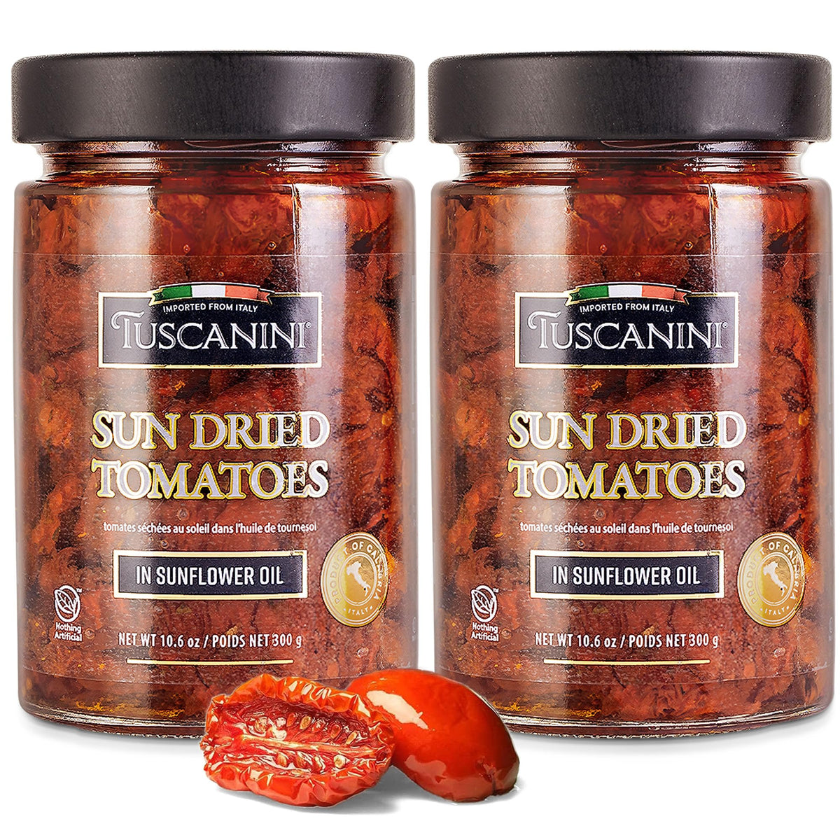 Tuscanini Italian Sun Dried Tomatoes in Oil, 300g (Pack of 2) | Julienne Cut | Nothing Artificial | Kosher | Product of Italy | Gourmet Ingredient