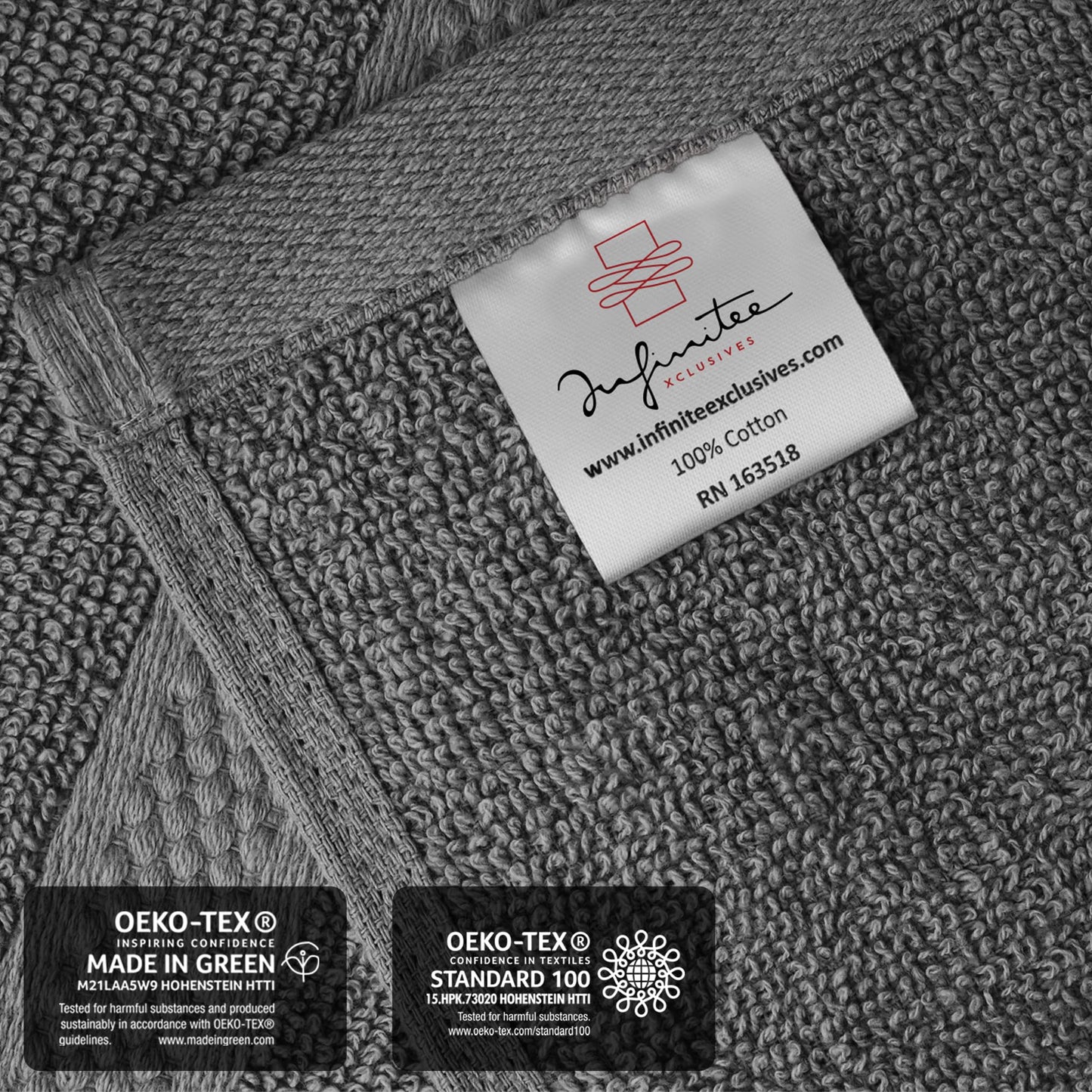 Infinitee Xclusives 100% Cotton Luxury Wash Cloths for Showering - 12 Pack
