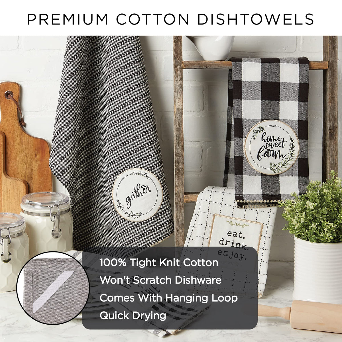 DII Holiday Kitchen Towels Embroidered Dish Towel Set, 18x28, Noel, 3 Piece