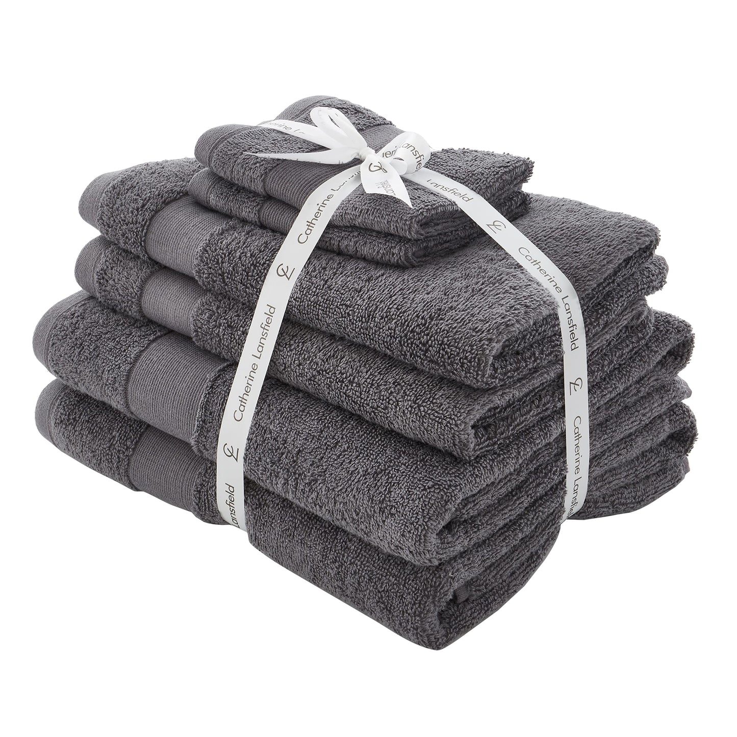 Catherine Lansfield, Charcoal, 6 Piece Towel Bale