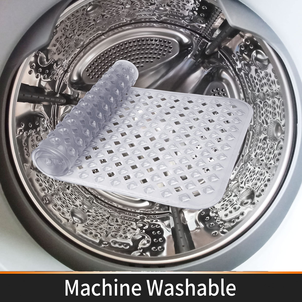 Yimobra Non Slip Bathtub Mat, Bath Mats for Tub, Shower Mat with Drain Holes Suction Cups, Machine Washable, BPA, Latex, Phthalate Free