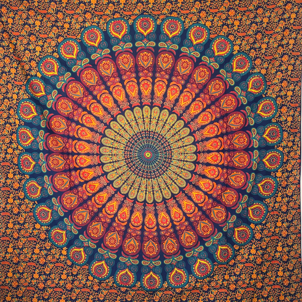 MOMOMUS Mandala Tapestry Wall Hanging ? Mural Art, 100% Cotton, Bohemian & Lightweight ? Indian Wall Tapestry for Bedroom Aesthetic - Blue and Yellow,