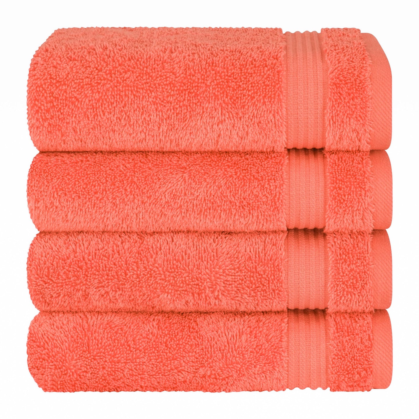 Cotton Paradise Hand Towels for Bathroom, 100% Cotton Turkish 4 Piece Hand Towel Set, Soft Absorbent Face Towels Clearance Set, Coral Hand Towels