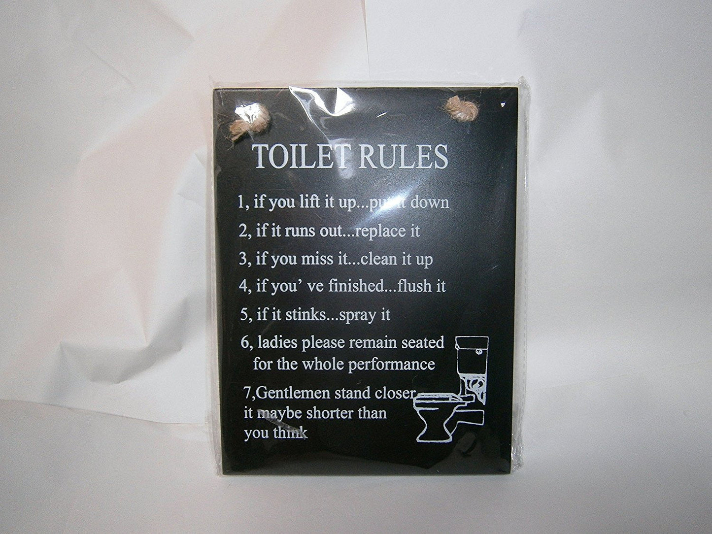 pair wooden toilet rules and and tool rules hanging plaque