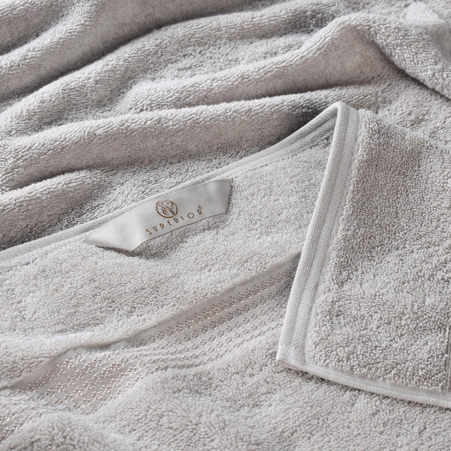 Superior Luxurious Soft Hotel & Spa Quality Washcloth Face Towel Set of 10, Made Long-Staple Combed Cotton - Silver, 13" x 13" each
