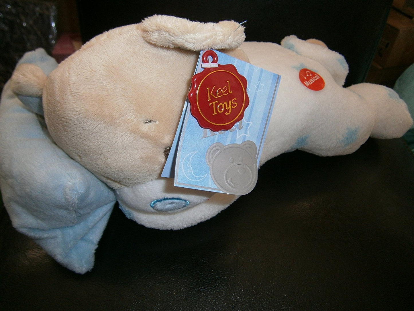 blue nursery bear blue 30cms with pillow musical