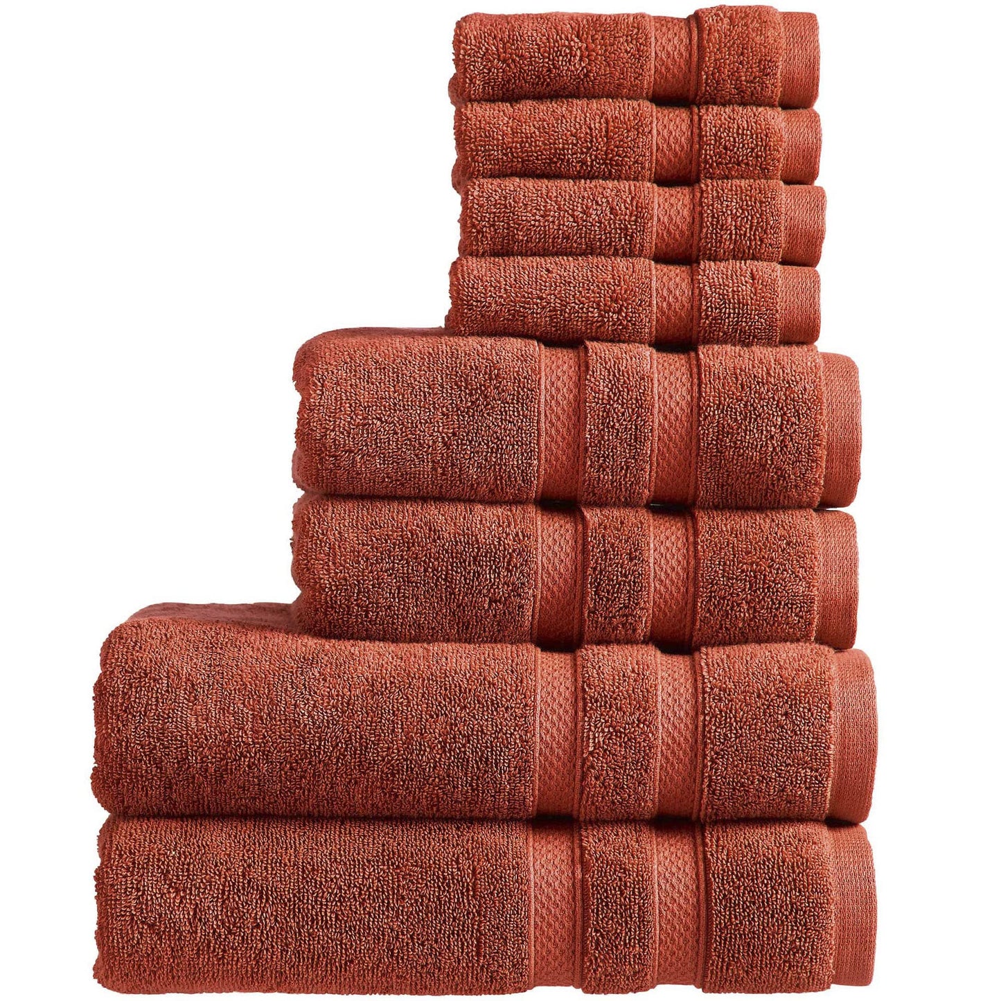 Christy Chroma Red Towel Set | Set of 8 | 2 Bath 2 Hand 4 Face | Highly Absorbent Heavyweight 675GSM | Bold and Bright | Soft Smooth Bathroom Shower