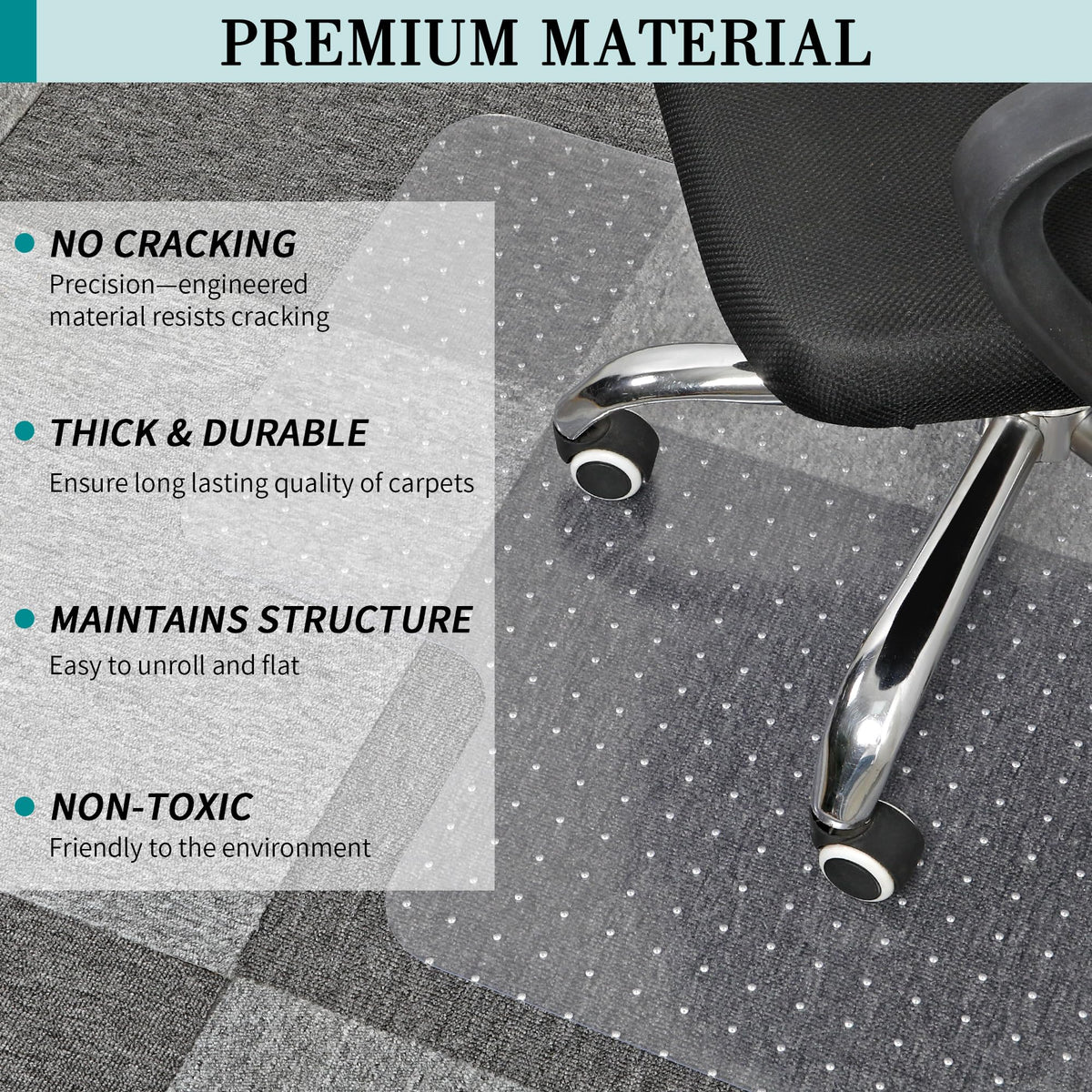 Office Chair Mat for Carpet, 2 Pack 76.2 x 122 cm Transparent Plastic Carpet Protector for Low Pile Carpets