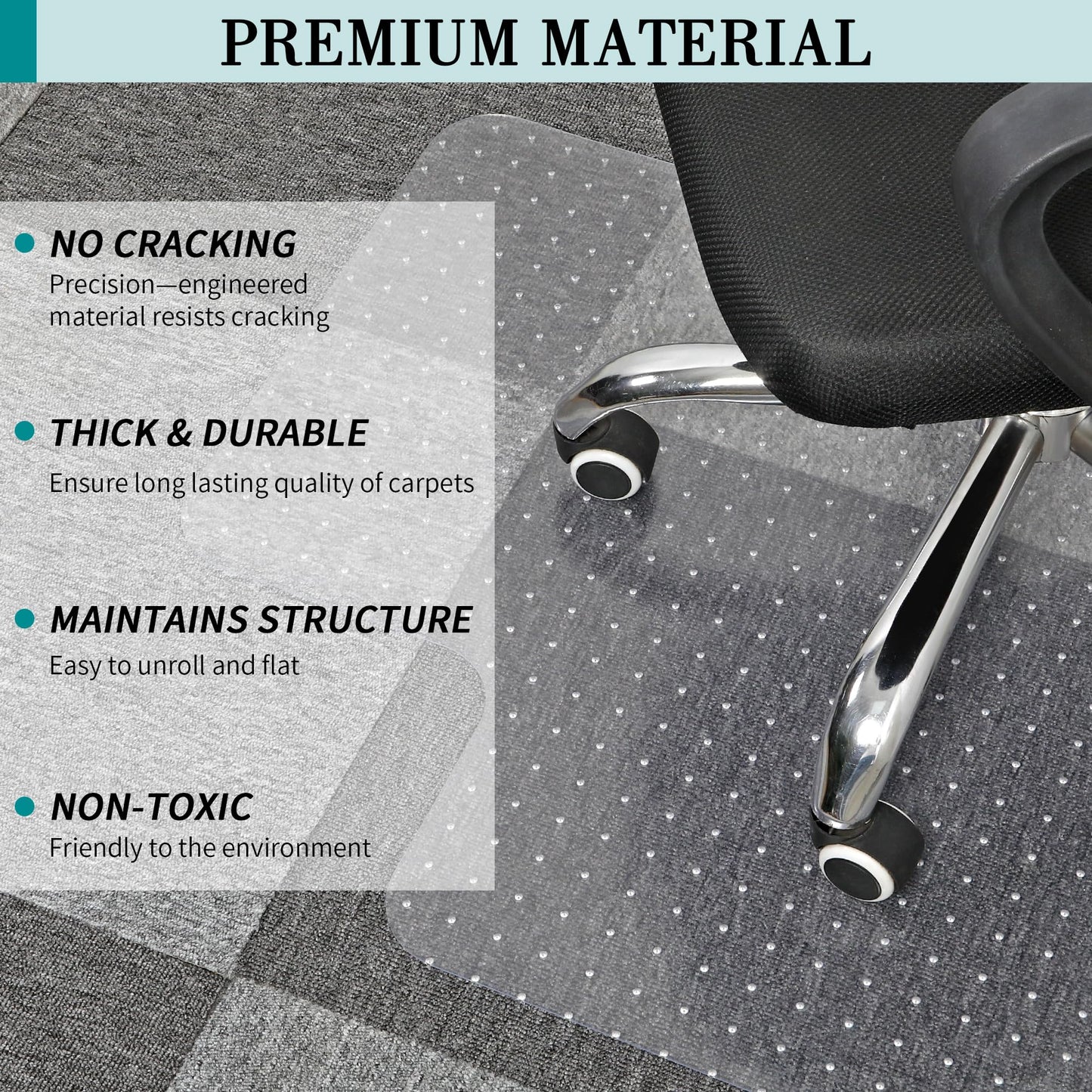 Office Chair Mat for Carpet, 2 Pack 76.2 x 122 cm Transparent Plastic Carpet Protector for Low Pile Carpets