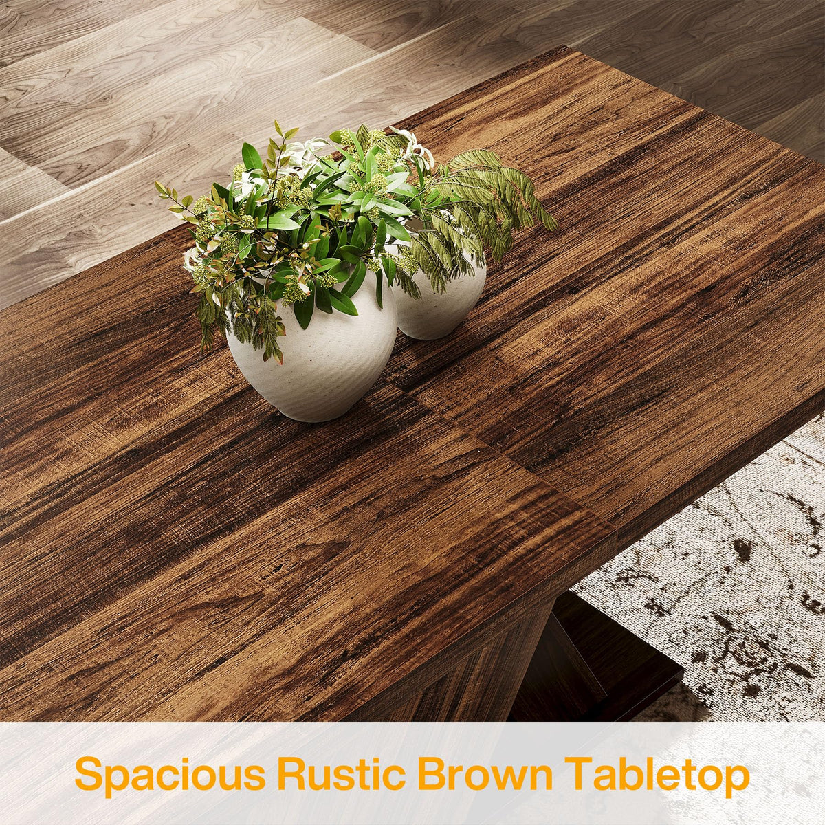 Tribesigns 55-Inch Farmhouse Dining Table for 4, Rectangle Rustic Brown Kitchen Dining Room Table, Wooden Dinner Table for Home Dining Room