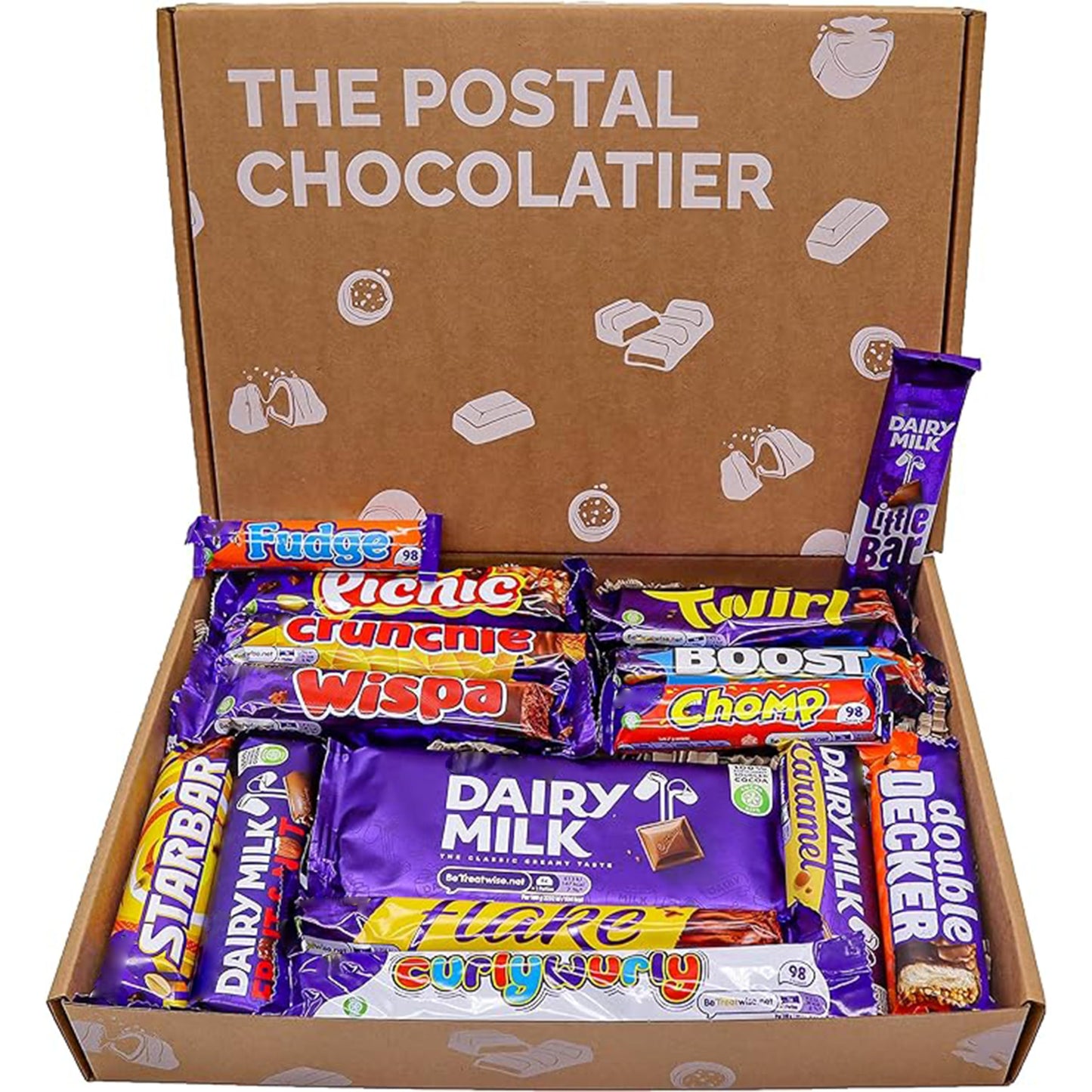 Chocolate Dairy Milk Hamper Box, with Dairy Milk, Twirl, Wispa, Chomp, Boost, Picnic, Large Variety Selection For Kinds, Birthday, Celebrations, Last