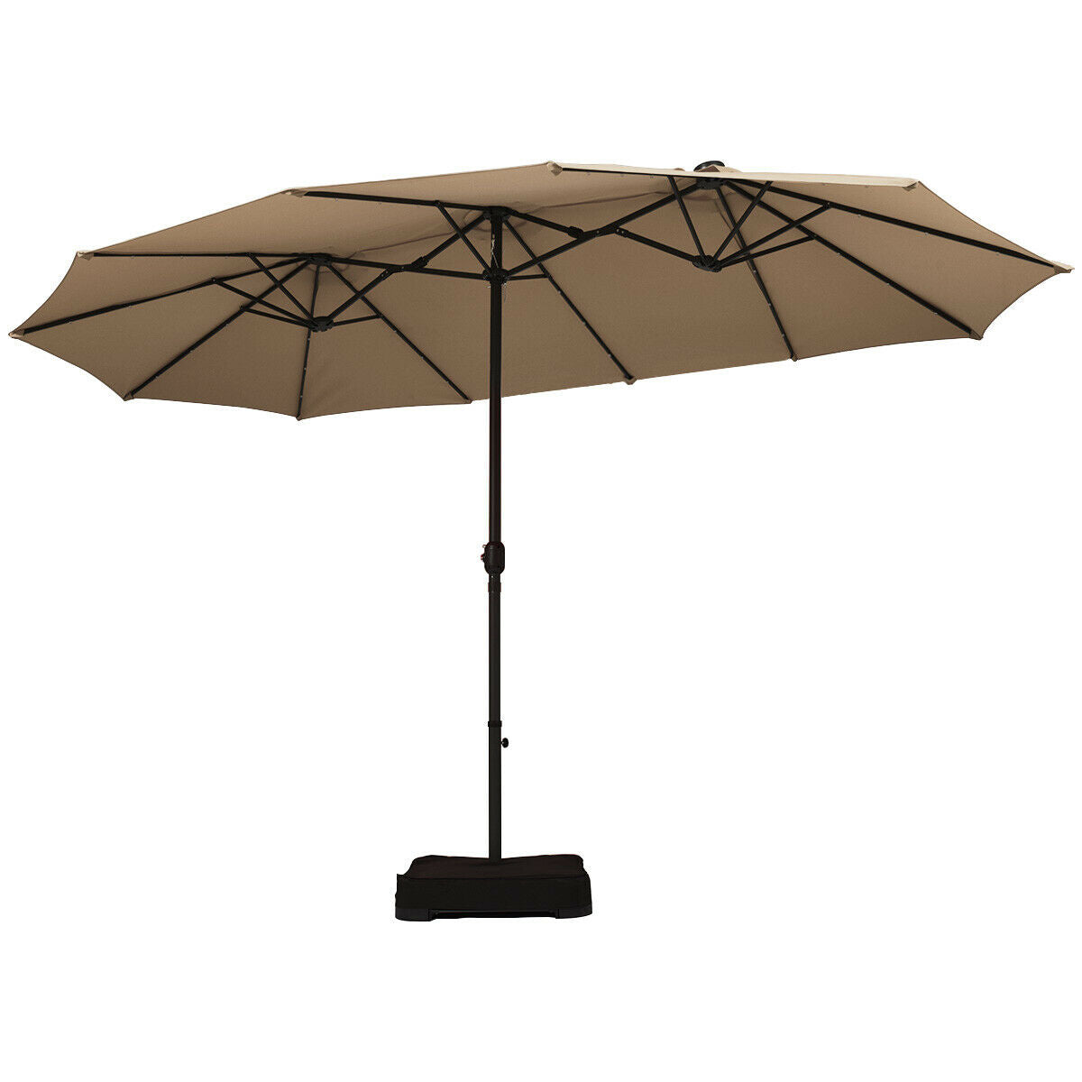 Extra Large LED Patio Double-Sided Umbrella Crank Parasol-Orange