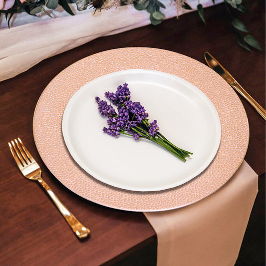 Set of Four 33cm Rose Gold Pebble Effect Charger Plates | Dia