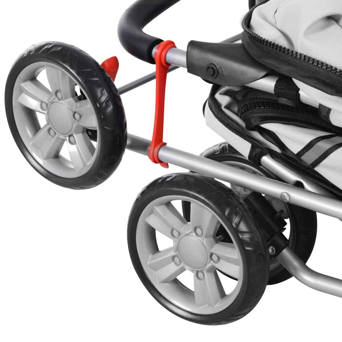Pet Stroller Cat Dog Basket Zipper Entry Fold Cup Holder Carrier Cart Grey