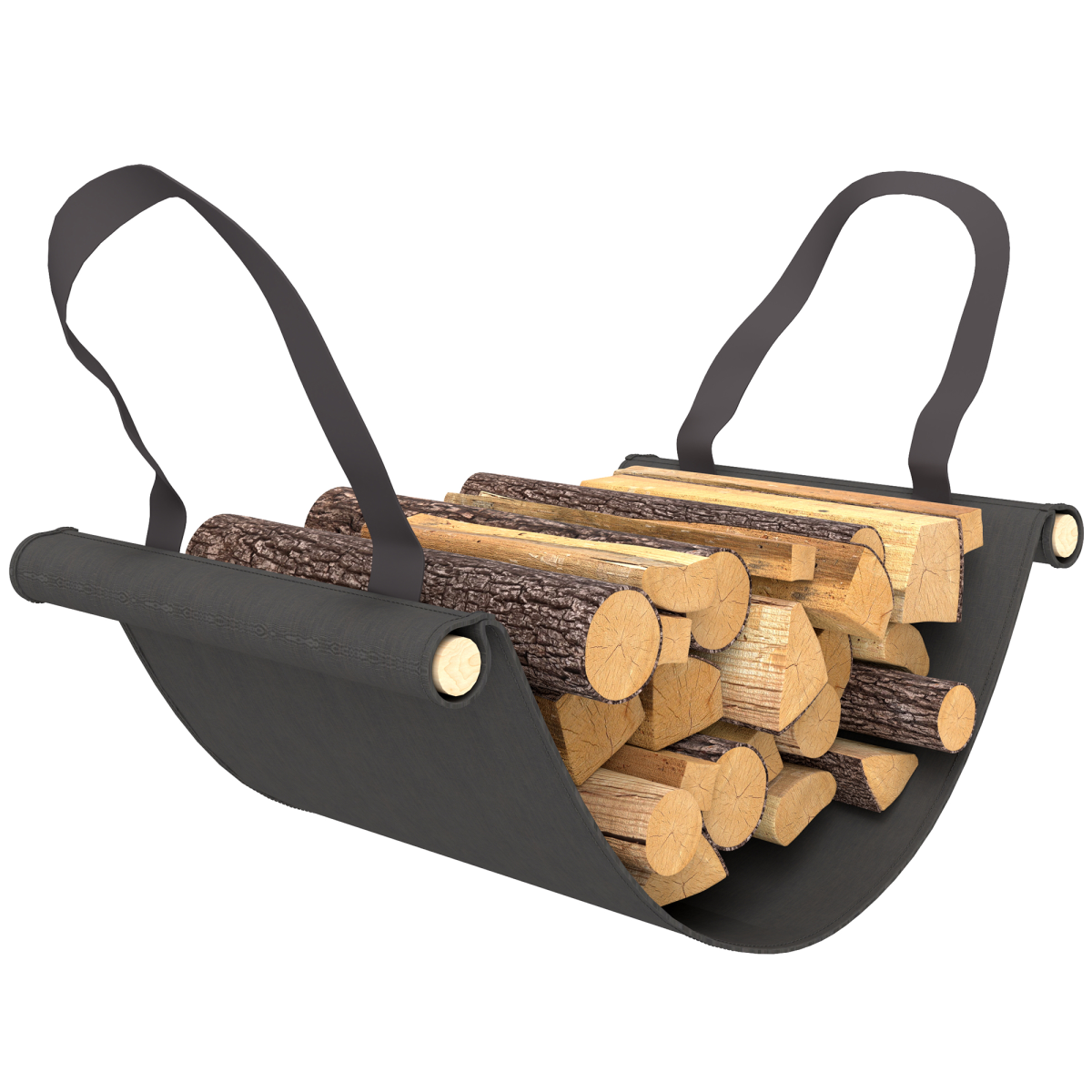 Outsunny 4FT Firewood Rack Holder W/ Canvas Carrier and Oxford Cover, Black