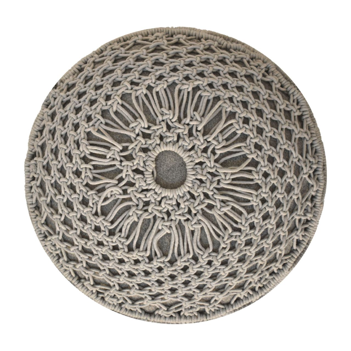 Artisan Furniture Solid Mango Wood Crotchet Grey Footstool