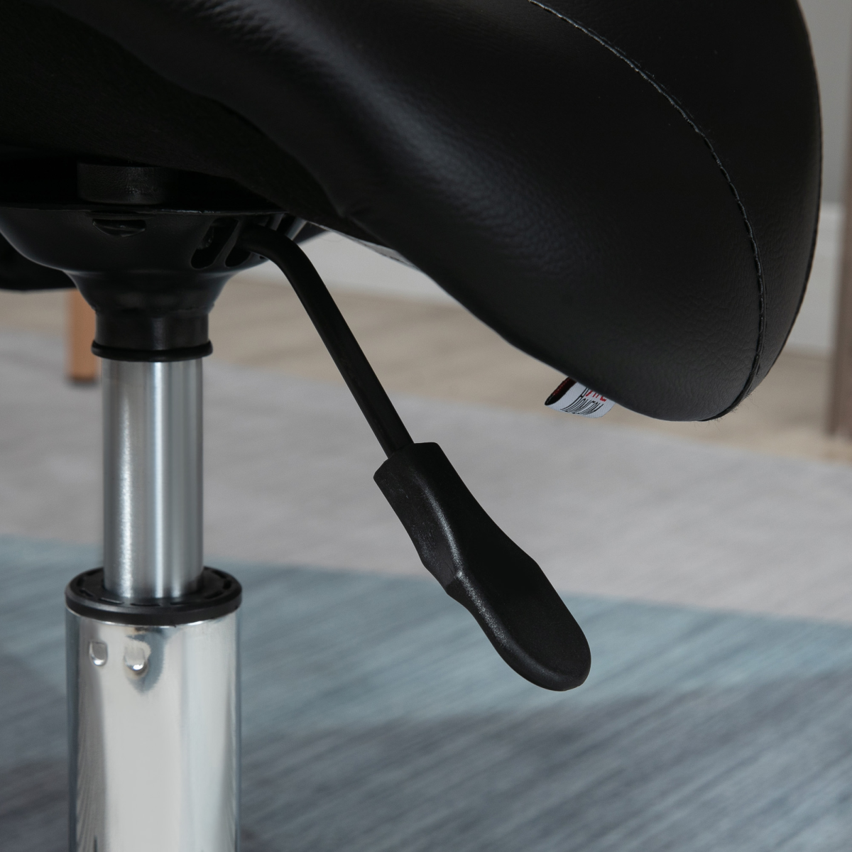 Saddle Stool PU Leather Adjustable Rolling Salon Chair Steel Frame for Massage